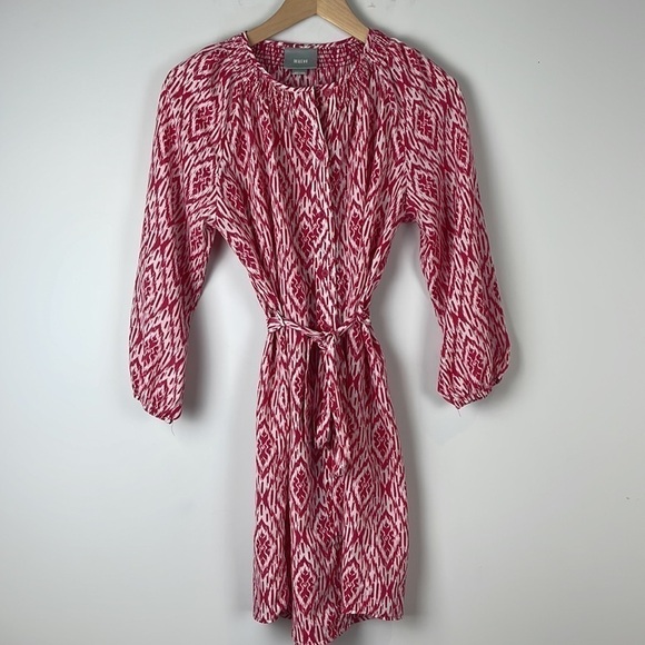 Anthropologie Maeve Silky 3/4 Sleeve Shift Dress Belted Waist size Medium - Picture 2 of 9